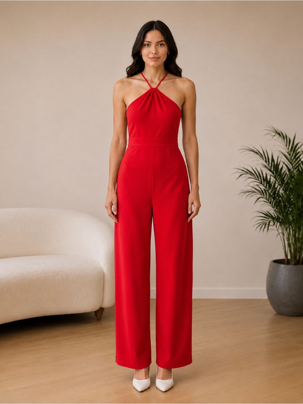 Ramy Brook Brenna Halter Jumpsuit Grenadine, New, size 12